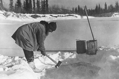 Chopping ice for water